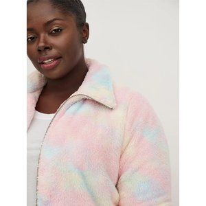 Torrid Sherpa Jacket Tie Dye Pastel 